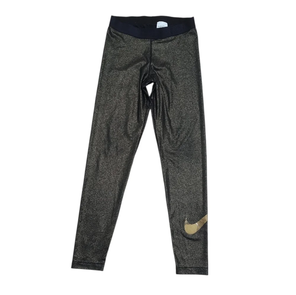 Nike Pro Metallic Gold Glitter Cool Training Tights leggings sparkle Dri Fit